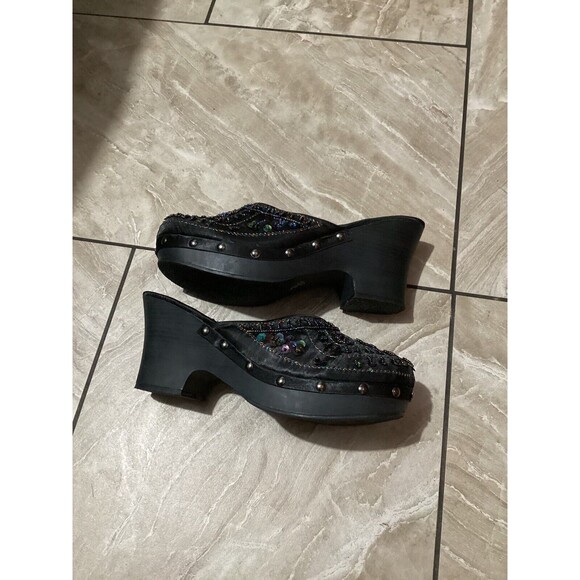 Dollhouse Platform Vintage 90s 00s Black Floral Embellished Clogs Slip On 6.5 - Picture 5 of 9